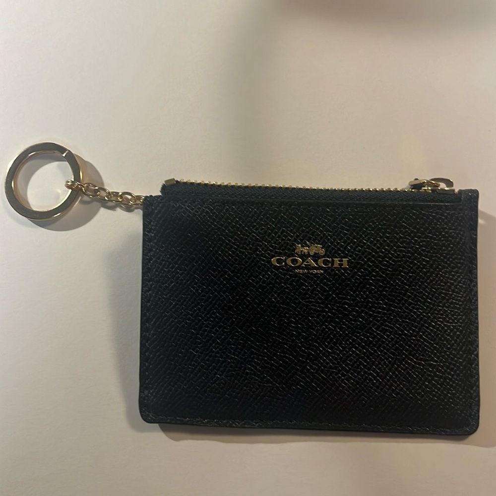 NWOT Coach Black Leather Card Case